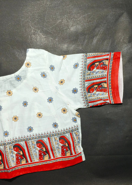 Handcrafted Madhubani Print Cotton Blouse – Traditional Ethnic Wear